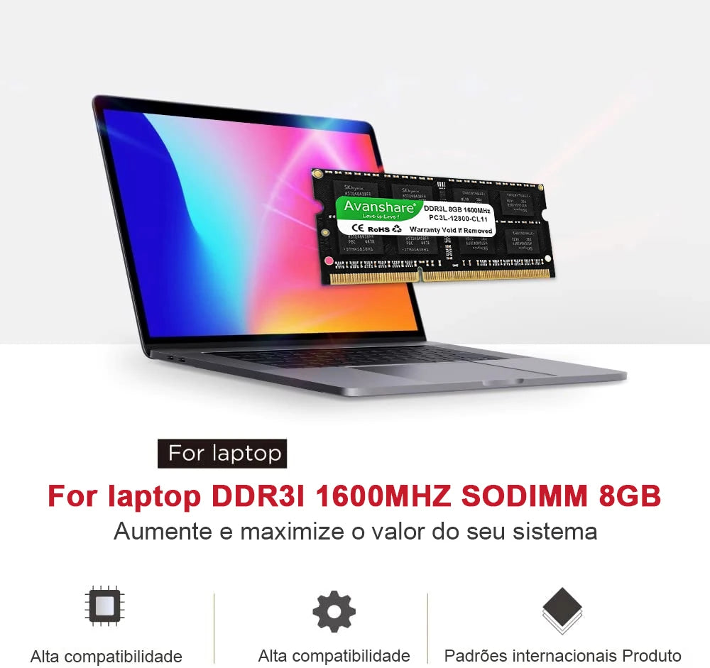 Avanshare 10Pcs Laptop Memory RAM DDR3 DDR3L 8GB 4GB 1600MHz 1333MHz SODIMM 1.35V 1.5V PC3/PC3L-12800S PC3-10600S Non-ECC