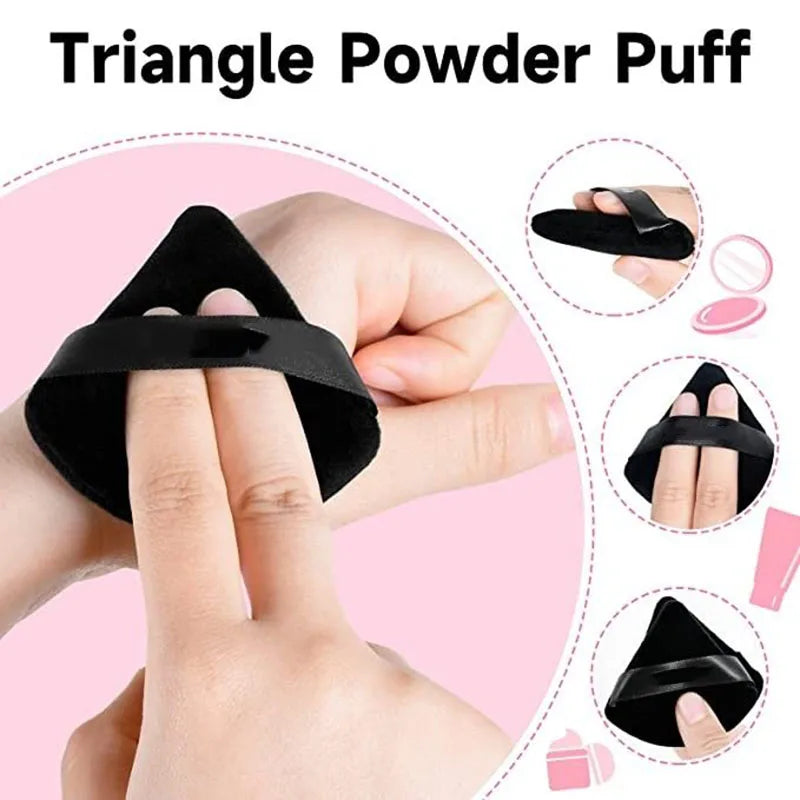 3Pcs Diamond Triangle Powder Puff Face Makeup Tool Sponge Velvet Soft Smooth Facial Beauty Makeup Sponge Cosmetics Accessories