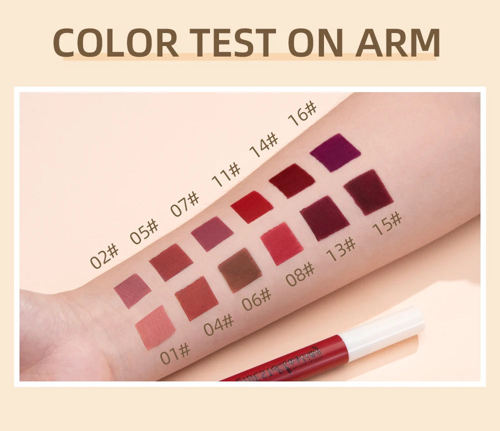 QIBEST 12pcs/set Waterproof Lip Gloss Long Lasting Velvet Nude Red Matte Liquid Lipstick Tint Makeup Cosmetic Lipsticks Lipgloss