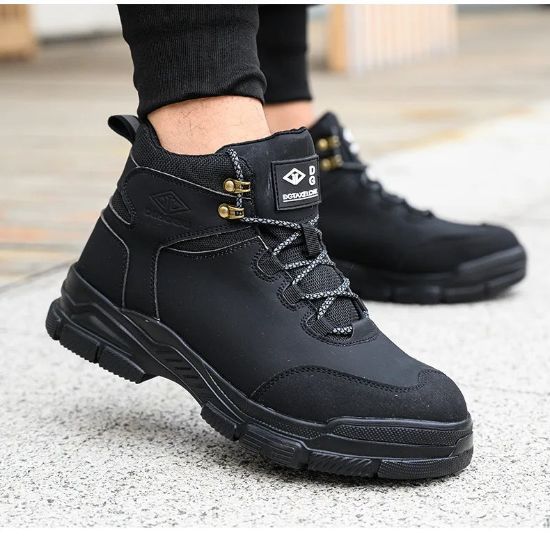 Rotating Button Safety Boots Men Women Steel Toe Shoes Winter Work Safety Shoes Indestructible Protective Security Work Boots