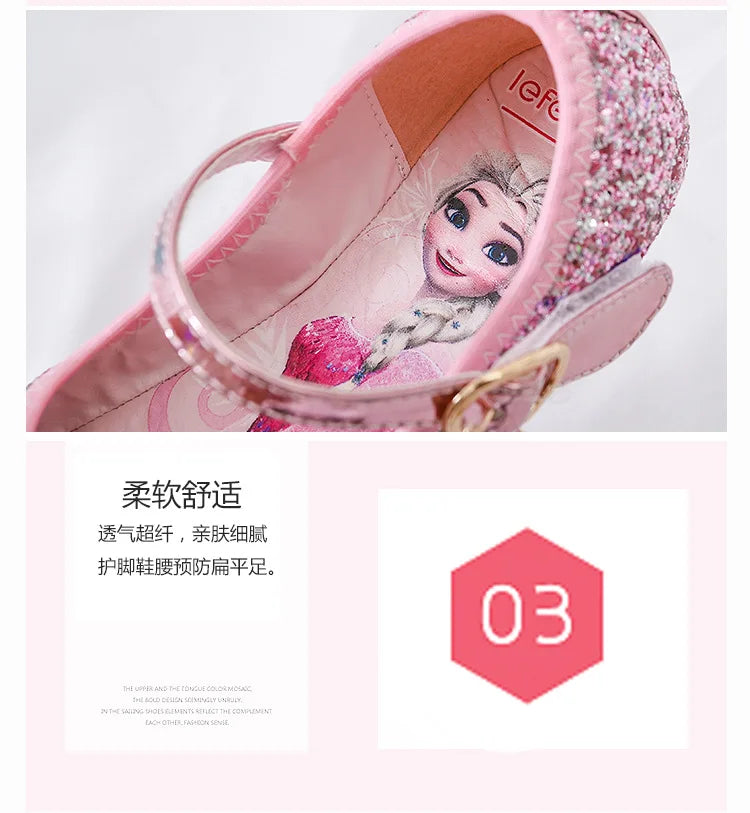 Disney Princess Crystal Shoes New Girls Single Shoes Frozen Aisha Sophia Rhinestones Shoes Performance Party Shoes Size 22-36