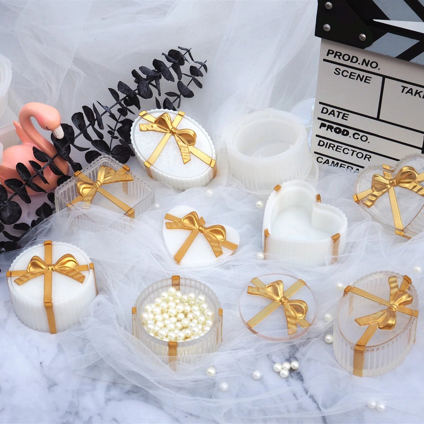 Love Storage Box Resin Crystal Silicone Mold DIY Bow Square Circular Oval Stripe Gift Gar Epoxy Mold Home Decoration Storage