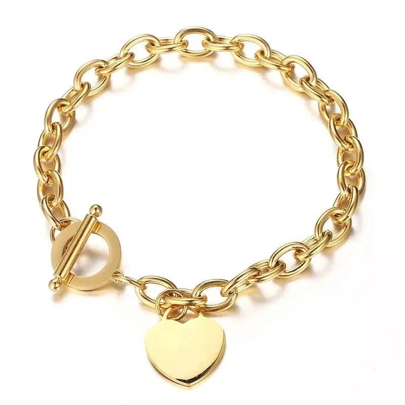 CSJA Fashion Thin Chain Stainless Steel Bracelet for Women Gold Color Cross Charm Enamel Bracelets Summer Jewelry Gift T100