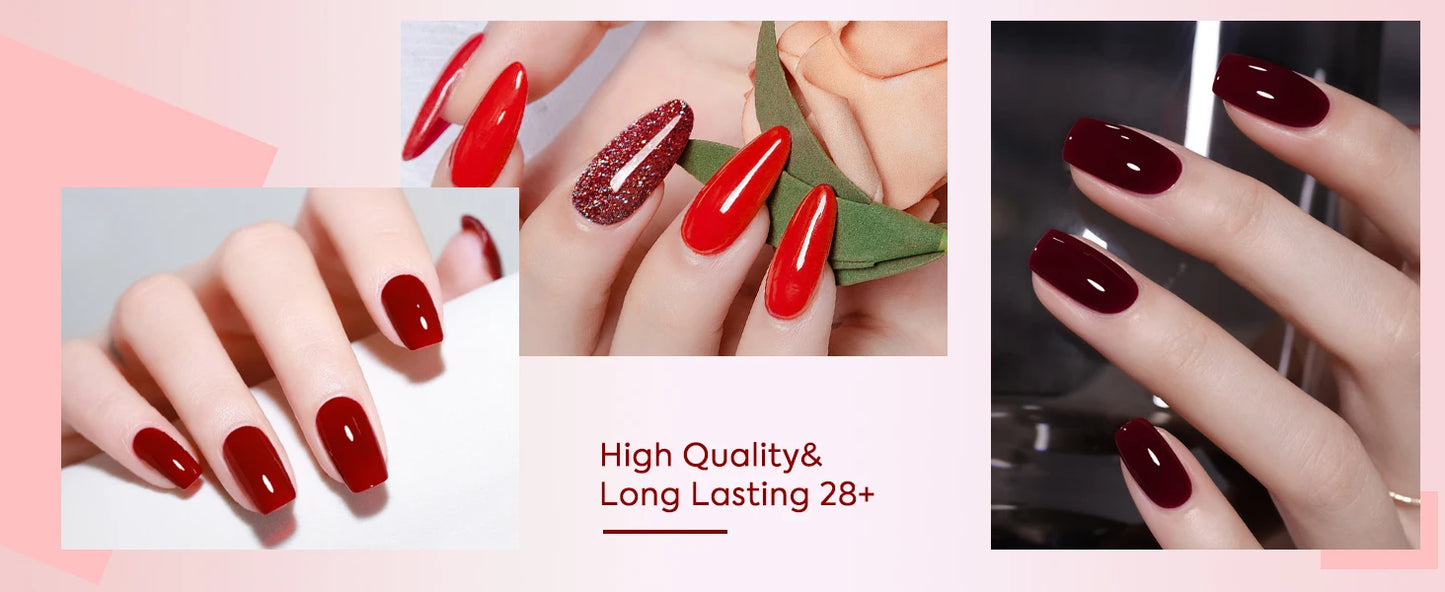 CANNI 6pcs/Lot UV LED Nail Gel Polish HEMA FREE Colorful High gloss Fashionable Unique Deep Red Velvet Reverie Kit 9ml Set-2309