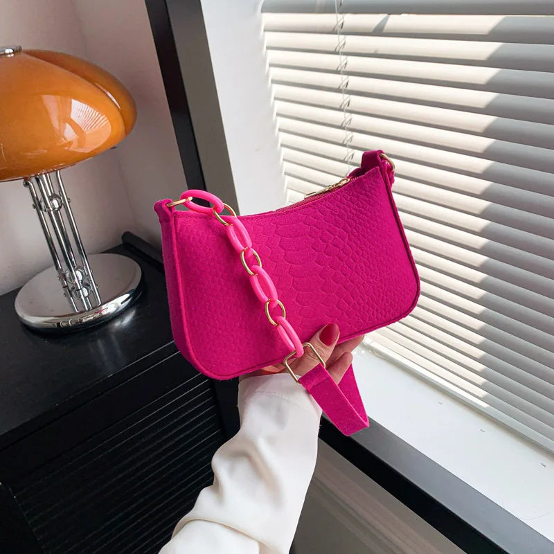 Fashion Felt Shoulder Bags For Women Women'S Subaxillary Bag Design Advanced Texture Armpit Handbags Purses Crescent Saddle Bag