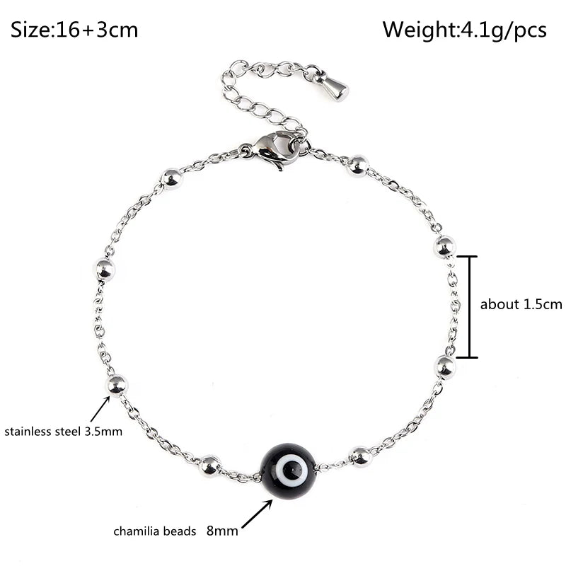 Quality Jewelry Classic Women Gift Waterproof Durable Non Fading Metal Stainless Steel Double Row Bead Chain Exquisite Bracelets