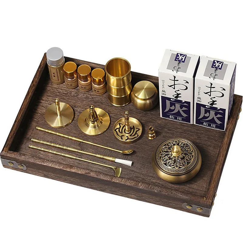 DIY Aromatherapy Set Brass Incense Burner Making Kit Incense Mold Stand Yoga Meditation Study Home Aromatherapy Ornaments