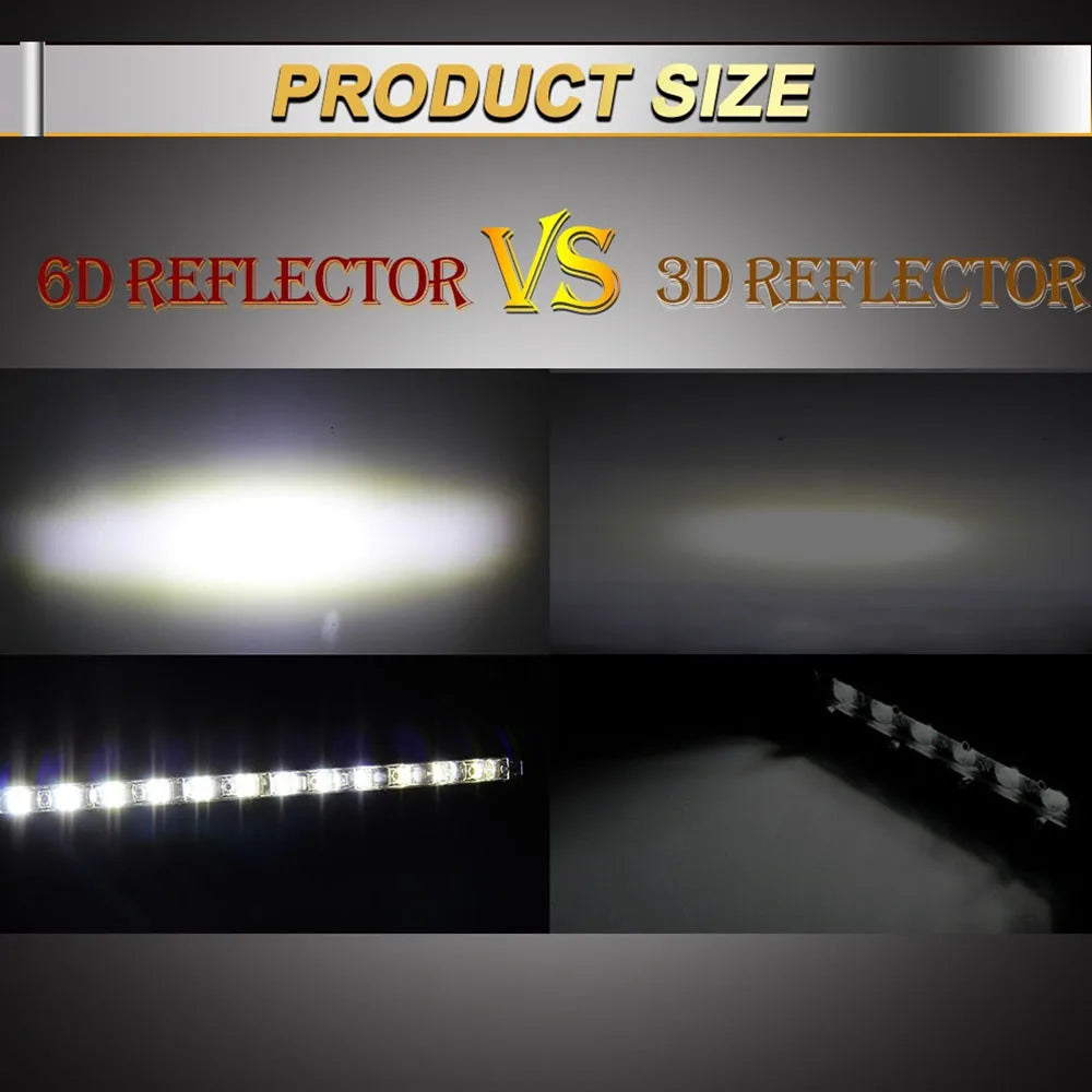 LED Light Bar 6D 8inch 14inch 20inch Off Road Led Bar for Lada Truck 4x4 SUV ATV Niva White Yellow Auto Driving LED Fog Lights