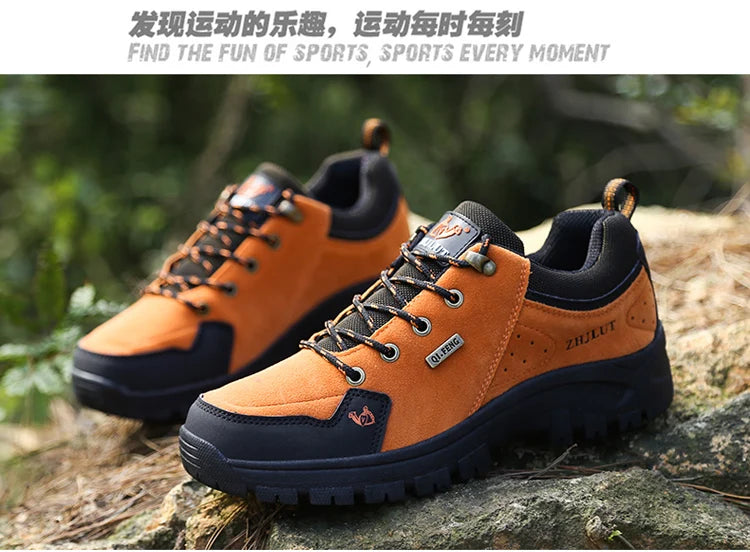 High Quality Outdoor Walking Sneakers Rubber Sole Suede Leather Men Hiking Shoes Durable Leather Climbing Shoes Zapatillas 36-47