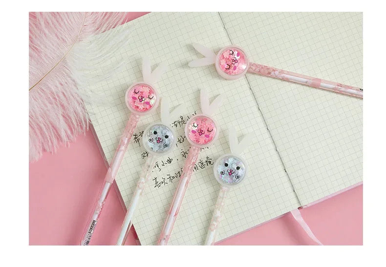 Cartoon Creative Bunny Ears Sequin Gel Pen Signature Pen Lovely Student Examination Writing Pen