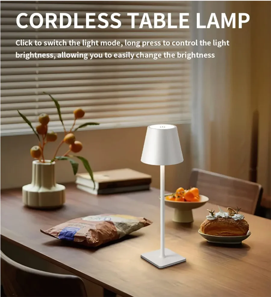 LED Desk Lamp Bar Restaurant Ambiance Wireless Table Lamps Study Office Night Light Waterproof Touch Lamp with USB Charging