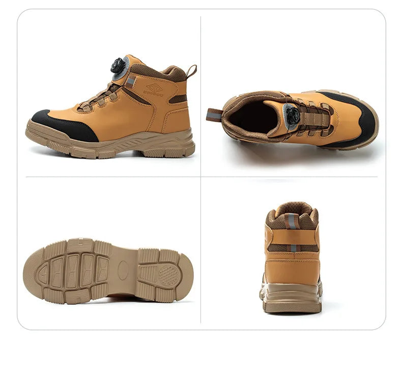 Rotating Button Safety Boots Men Women Steel Toe Shoes Winter Work Safety Shoes Indestructible Protective Security Work Boots
