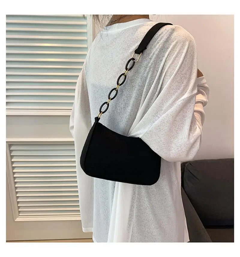 Fashion Felt Shoulder Bags For Women Women'S Subaxillary Bag Design Advanced Texture Armpit Handbags Purses Crescent Saddle Bag