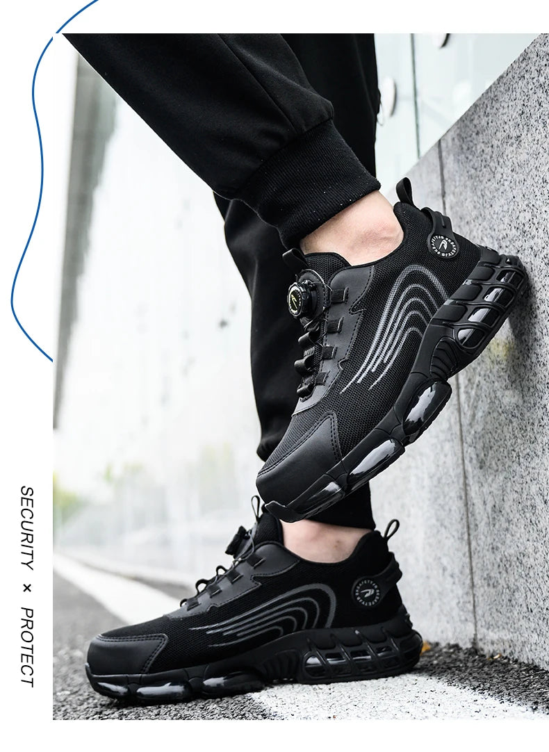 Rotating Button Safety Shoes Men Work Sneakers Indestructible Shoes Puncture-Proof Protective Shoes Work Boots Steel Toe Shoes