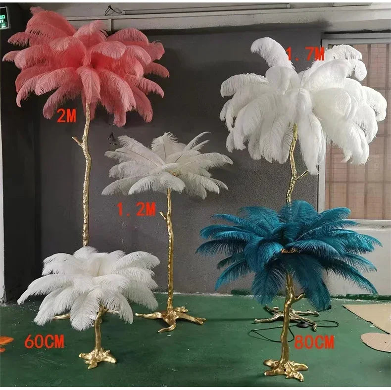 Nordic Feather Floor Lamp Light Luxury Internet Celebrity Ostrich Ins Live Broadcast Room Decoration Atmosphere Table
