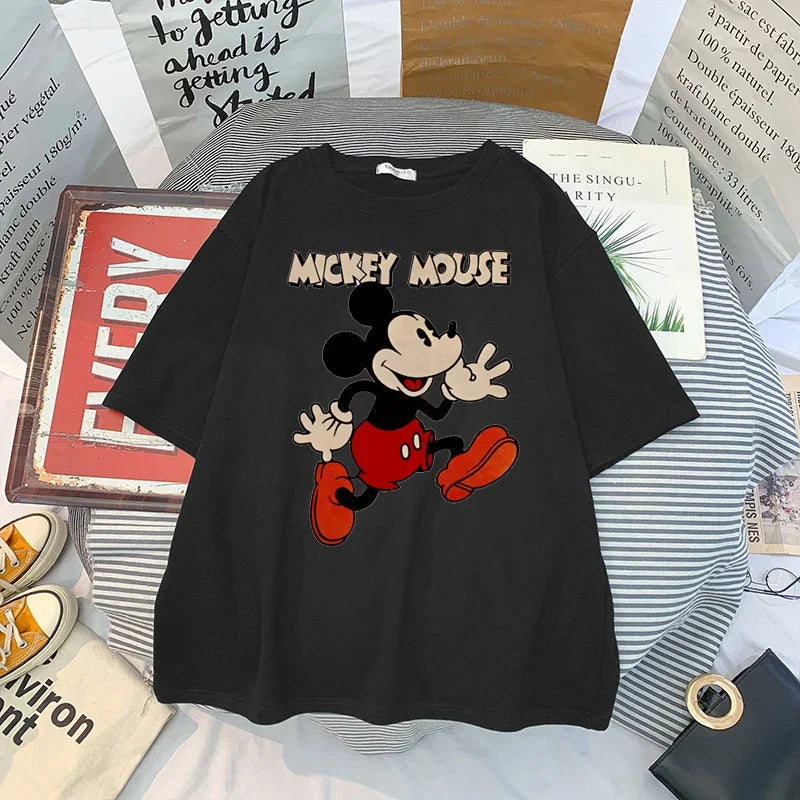 Anime Women Kawaii Mickey Mouse T Shirt Men Cute Minnie Mouse T-shirt Unisex Couple Tshirt Graphic Top Tees Male Female