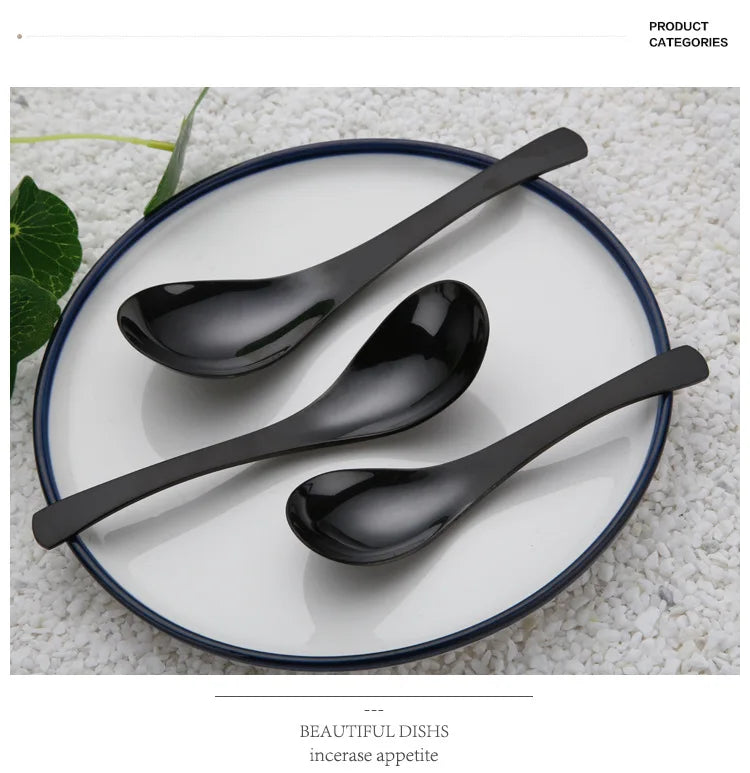 Japanese Soup Spoon Kitchen Cooking Utensil Tools Creative Milk Stirring Dessert Spoon Stainless Steel Tableware Dinner Spoons