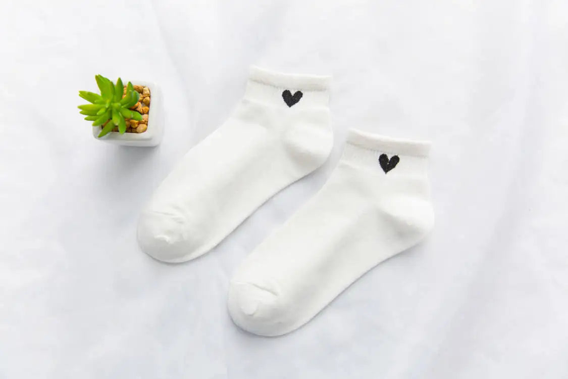 Spring and Autumn Love Women's Socks Casual Sports Short Boat Sock Cute Pure Cotton Ankle Socks Harajuku