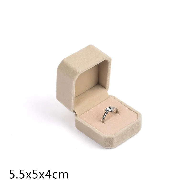 Beige Velvet Octagon Jewelry Box Necklace Pendants Bracelets Box Rings Earrings Box Jewelry Storage Display Jewelry Package Case