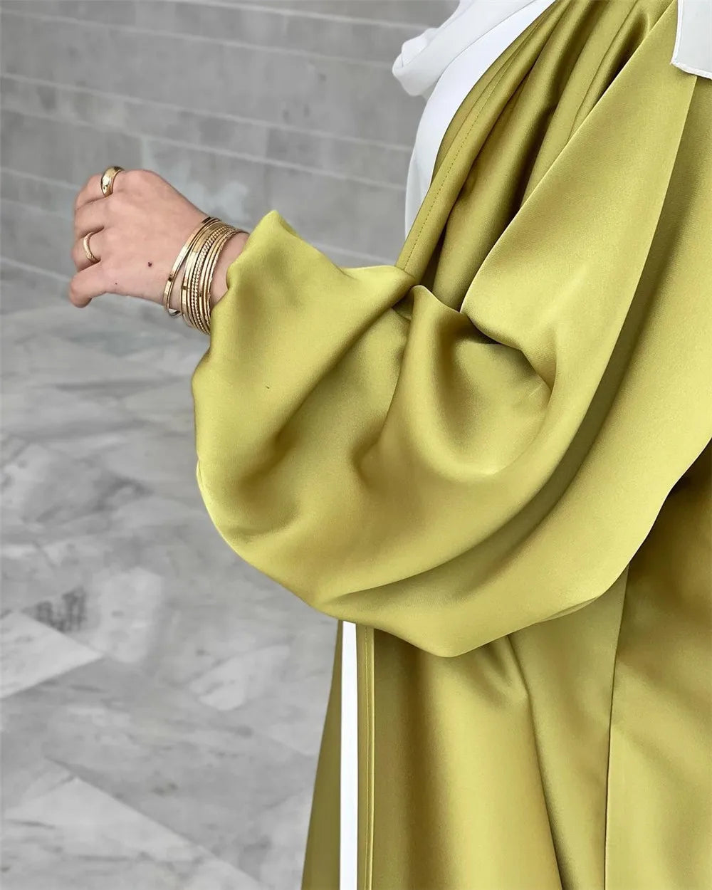Ramadan Eid Fashion Silky Satin Muslim Abayas Robe Musulmane Abaya Cardigan Muslim Arab Worship Service Clothing Wy836