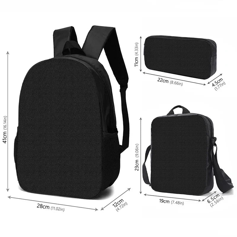 3Pcs Set Deadpools School Bags Pencil Cases Meal Bag Boys' Backpack Schools Supplies Learning Stationery Kids Customizable Gifts