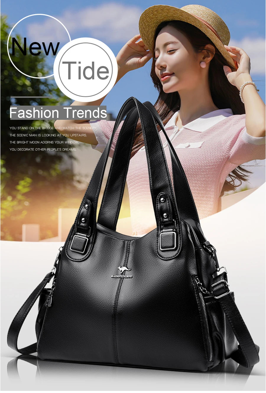 Genuine Soft Leather Handbags for Women Vintage Shoulder Tote Bag Luxury Designer Ladies Large Capacity Purse Bags Sac A Main