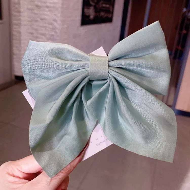 Fashion Sweet Bow Hair Clip Solid Color Girl Satin Butterfly Hair Clip Duck Mouth Clip Children's Hair Accessories