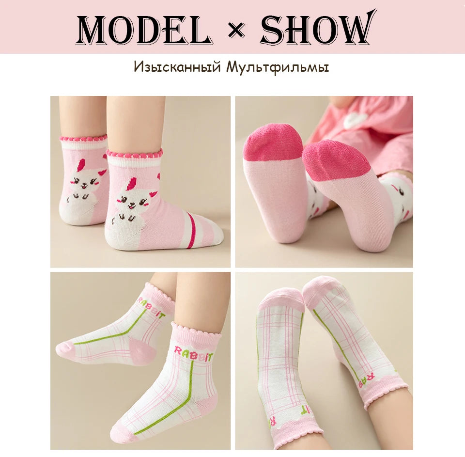 5Pairs Children's socks animal Print Comfortable Breathable Casual Soft Kids Socks thin socks for children носки летние детские
