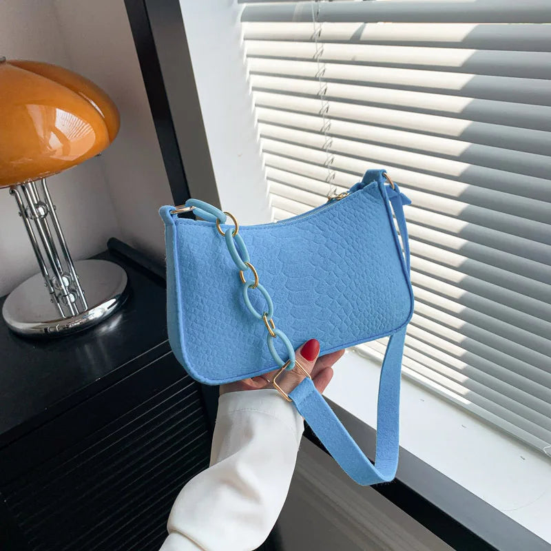 Fashion Felt Shoulder Bags For Women Women'S Subaxillary Bag Design Advanced Texture Armpit Handbags Purses Crescent Saddle Bag