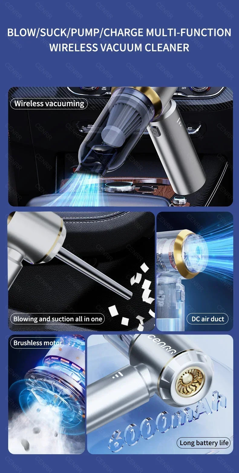 CENRR 360000PA Car Vacuum Cleaner Home Appliance Wireless Cleaner Portable HandHeld Powerful Vacuum Cleaner Cleaning Machine