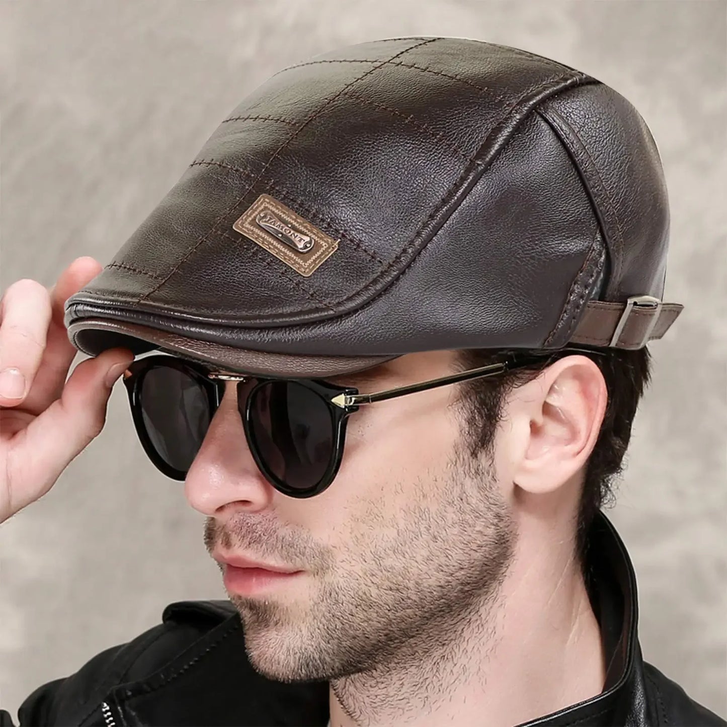 Fashion Men PU Leather Beret Autumn Winter Visor Flat Cap Thicken Warm Hat Berets Vintage England Newsboy Caps Higher Quality