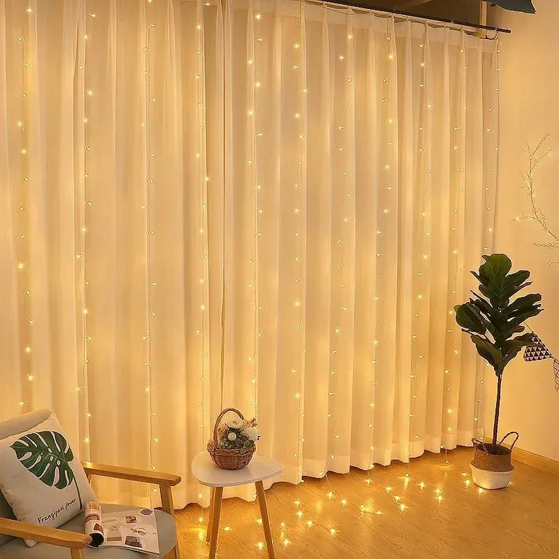 LED Garland Curtain Lights 8 Modes USB Remote Control Fairy Lights String Wedding Christmas Decor for Home Bedroom New Year Lamp