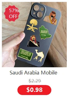 5pcs a lot Saudi Arabia Mobile Photo 3M Sticker Badge Metal Pin Broooches Pins