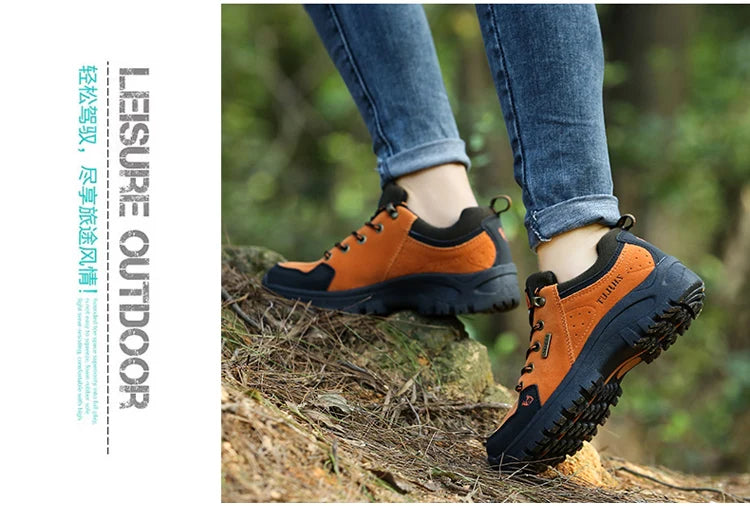 High Quality Outdoor Walking Sneakers Rubber Sole Suede Leather Men Hiking Shoes Durable Leather Climbing Shoes Zapatillas 36-47