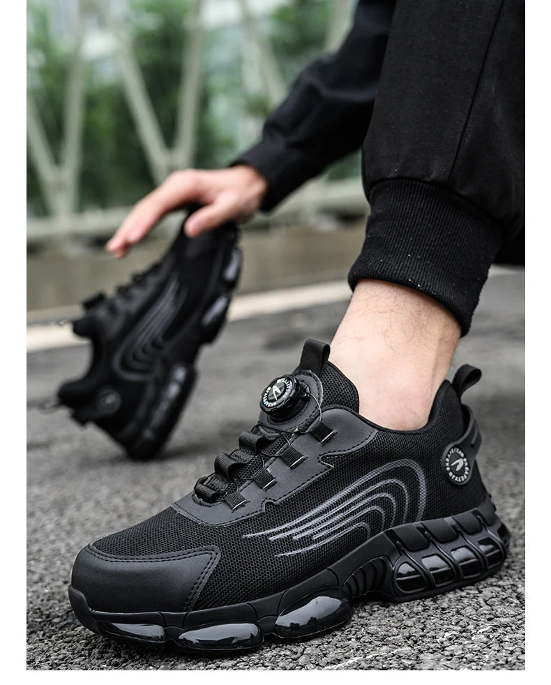 Rotating Button Safety Shoes Men Work Sneakers Indestructible Shoes Puncture-Proof Protective Shoes Work Boots Steel Toe Shoes