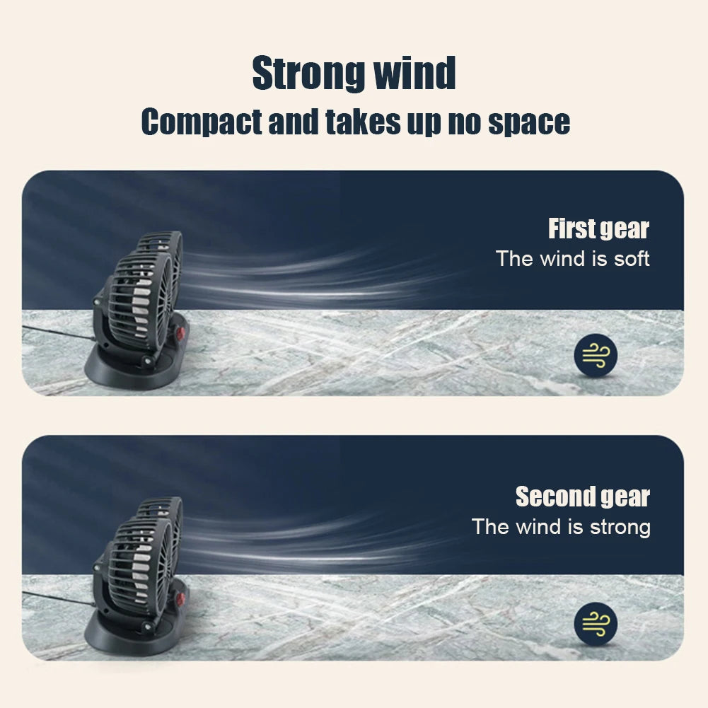 5/12/24V Car Fan Cooling Car Fan Dual Head Usb Car Fan 2 Speeds Adjustable for Auto Cooler Air Fan Car Accessories Fan