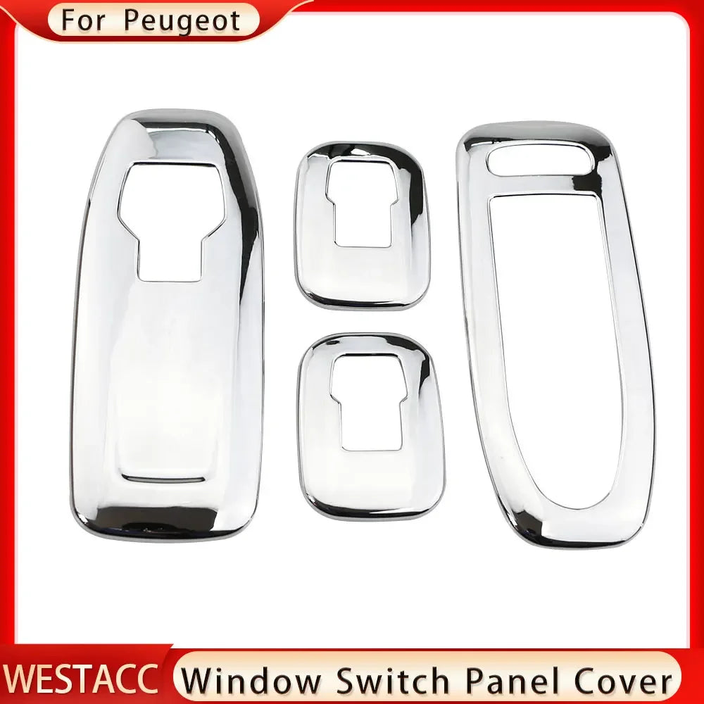 Car Window Lifter Switch Panel Cover for Peugeot 2008 2014 2015 2016 2017 2018 2019 Trim Sticker 4Pcs ABS Chrome Accessories