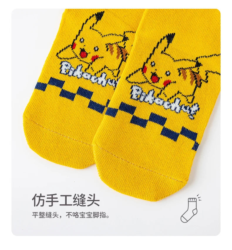 5 Pairs Pikachu Kids Socks Kawaii New Fall Winter Cartoon Boy Children Mid-calf Socks Cotton Sock for Boys Gifts