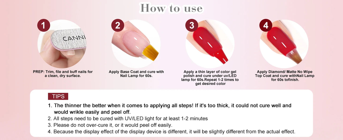 CANNI 6pcs/Lot UV LED Nail Gel Polish HEMA FREE Colorful High gloss Fashionable Unique Deep Red Velvet Reverie Kit 9ml Set-2309