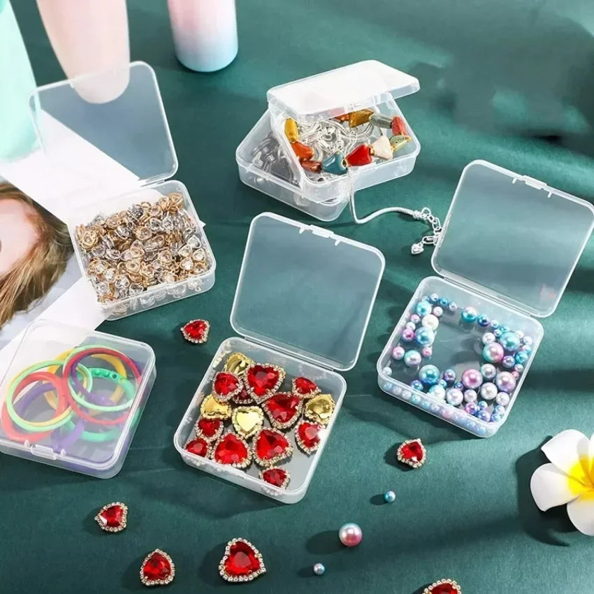 6/60PCS Mini Plastic Box Transparent Square Storage Container Case Portable Packaging Display Box Packaging for Jewelry Beads