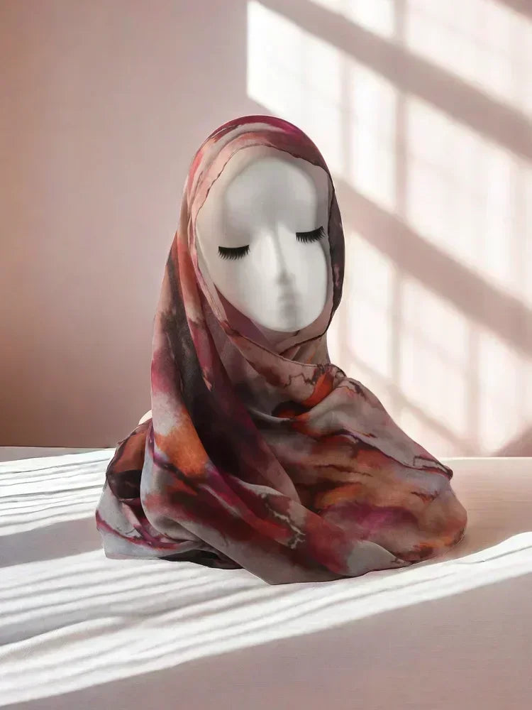 Watercolour Floral Printed Modal Breathable Light Weight Soft Cotton Rayon Viscose Woven Modal Muslim Women Shawl Hijab Scarf