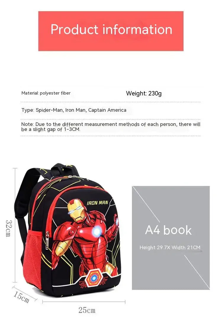 Children schoolbag spider backpack weight-reducing kindergarten Iron Man backpack cartoon large capacity boys and girls backpack