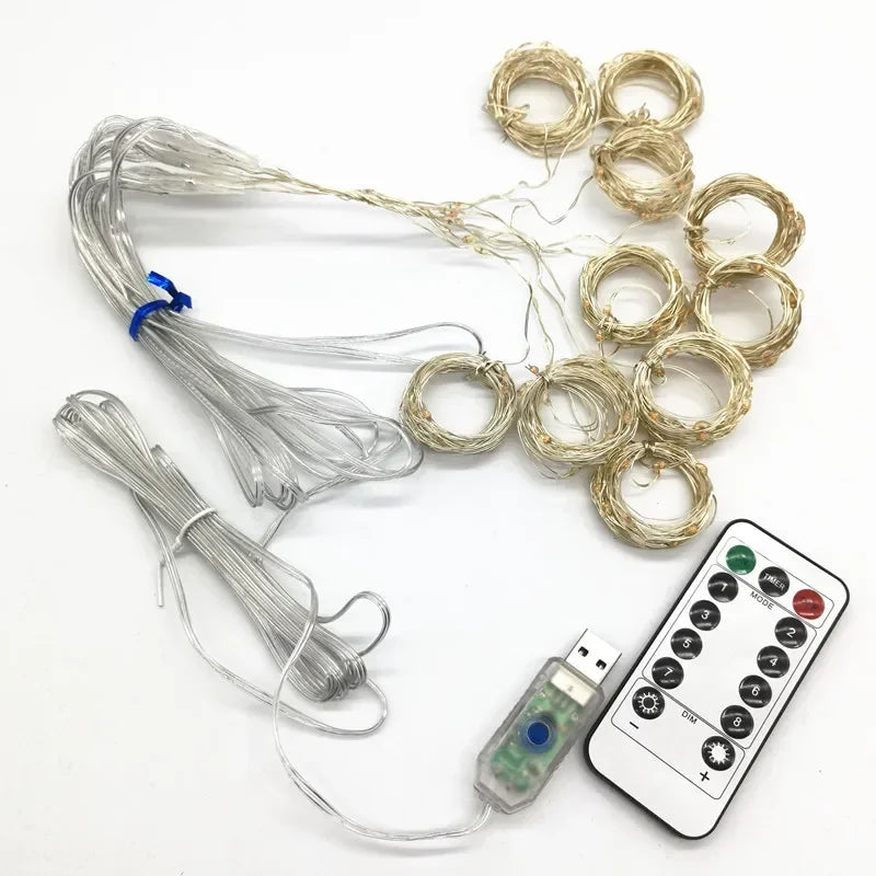 LED Garland Curtain Lights 8 Modes USB Remote Control Fairy Lights String Wedding Christmas Decor for Home Bedroom New Year Lamp