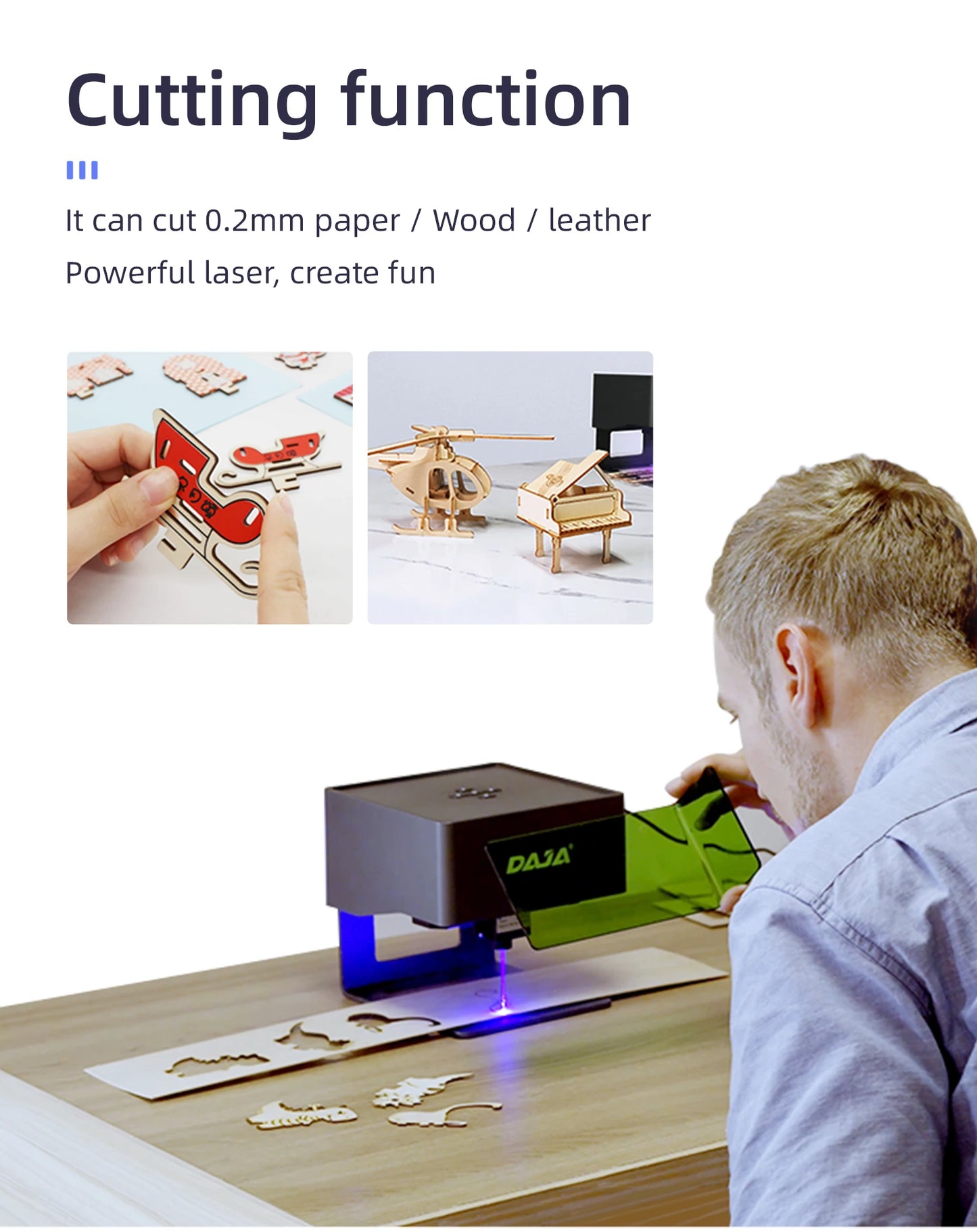 DAJA DJ6 Laser Engraver Diy Laser Engraving Machine Fast Mini Logo Mark Printer Cutter Woodworking Wood Plastic glass for iPhone