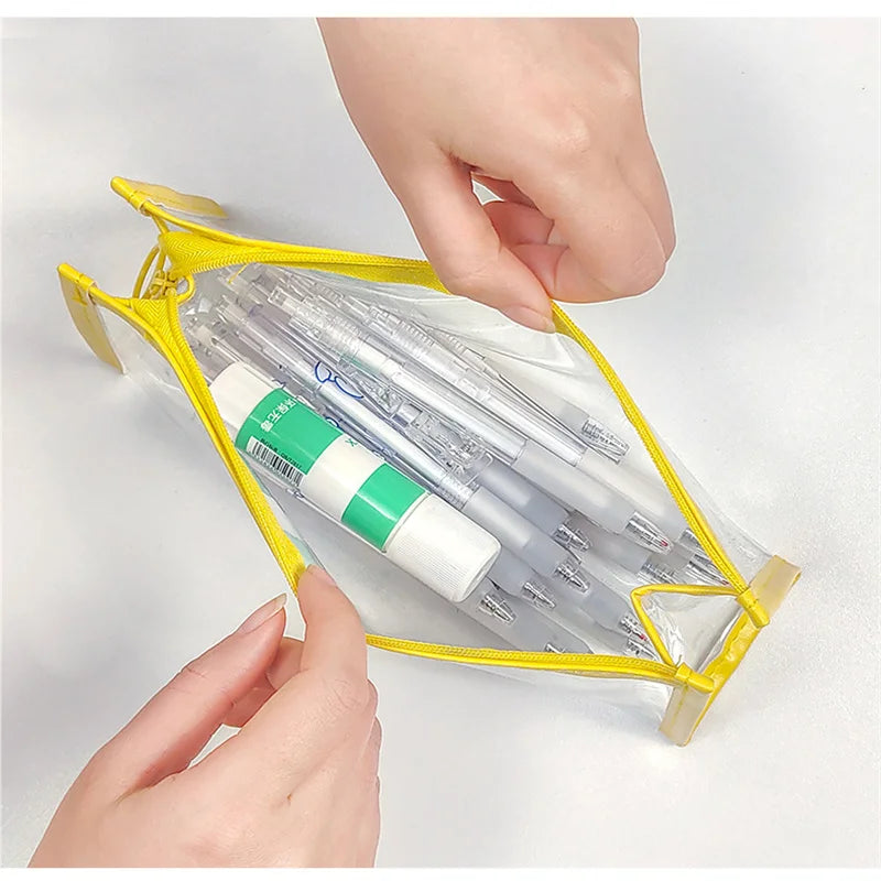 Kawaii Pencil Cases PVC Waterproof Pencil Bags Transparent Pen Pouch Trousse Scolaire School Supplies Cute Korean Stationery
