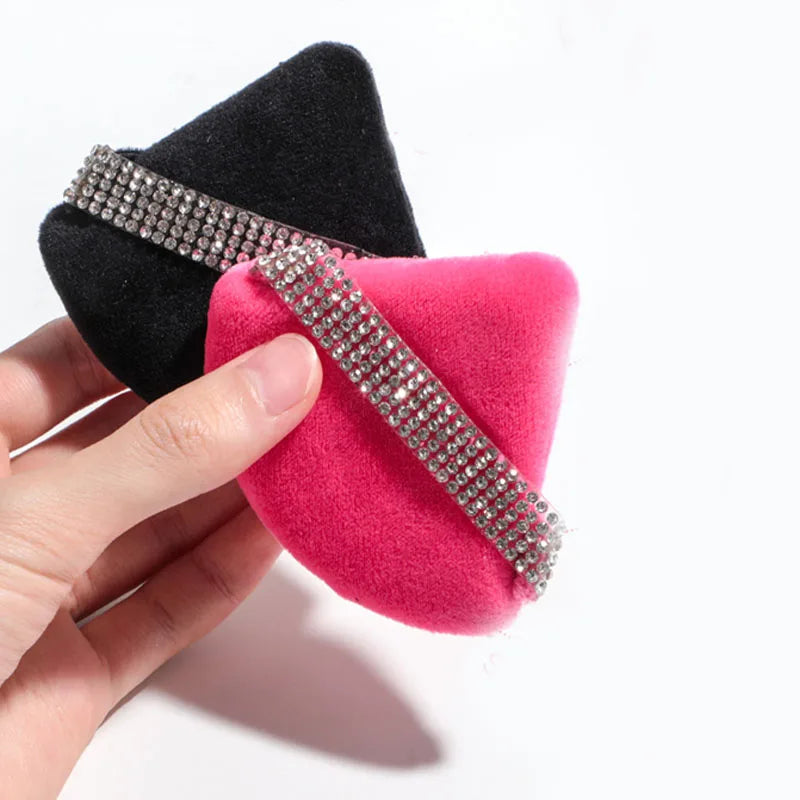 3Pcs Diamond Triangle Powder Puff Face Makeup Tool Sponge Velvet Soft Smooth Facial Beauty Makeup Sponge Cosmetics Accessories