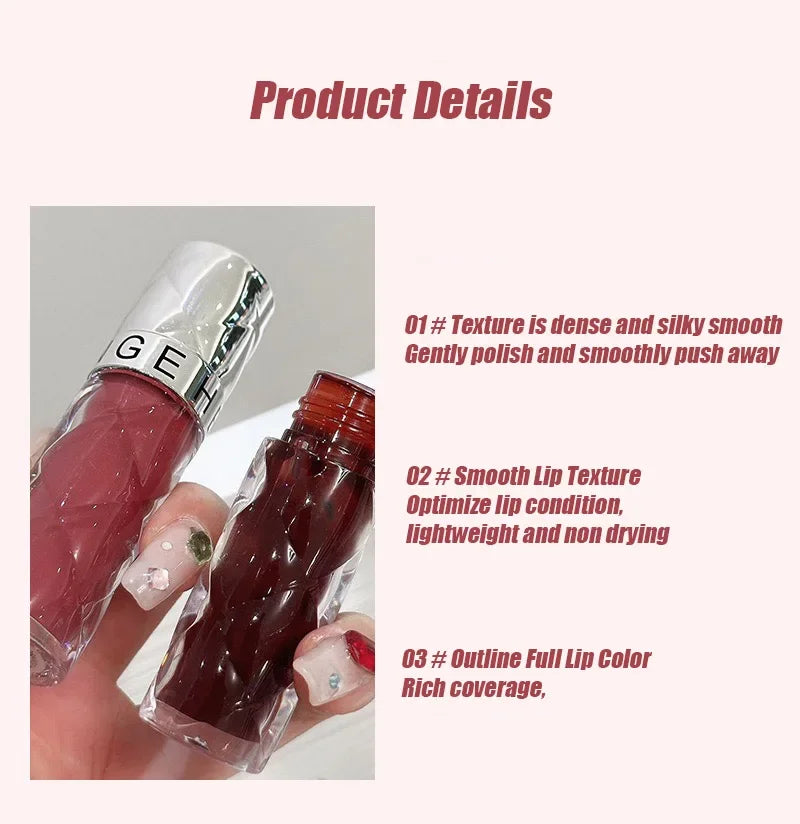 Heallor HERORANGE Nude Mirror Lip Gloss Clear Moisturizing Hydrating Water Light Glass Jelly Plump Lip Glaze Oil Lipstick Tint C
