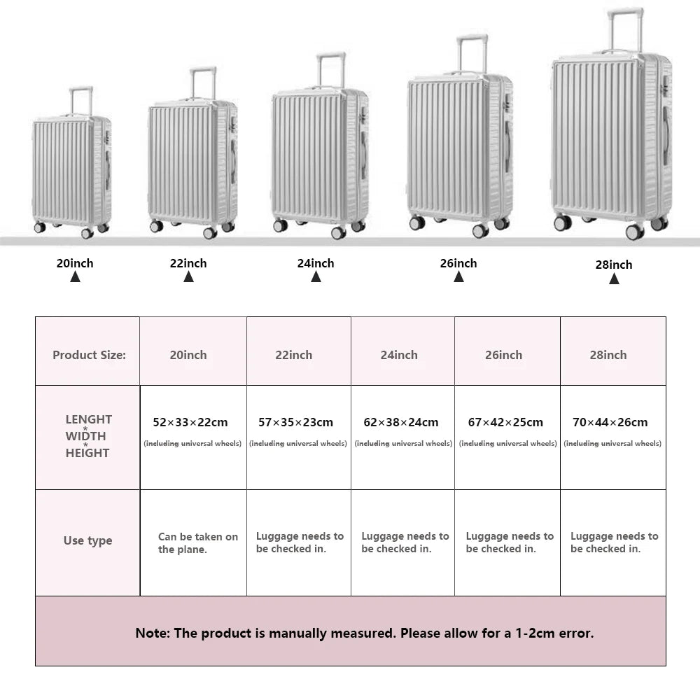 Pastel Classic Carrier 20 22 24 26 28 Inch Aircraft Content Medium Hard Carrier Travel Bag ABS Luggage Carry-On Cabin Suitcase