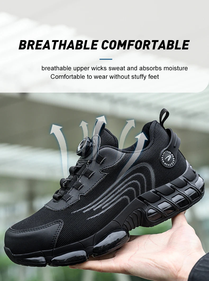 Rotating Button Safety Shoes Men Work Sneakers Indestructible Shoes Puncture-Proof Protective Shoes Work Boots Steel Toe Shoes