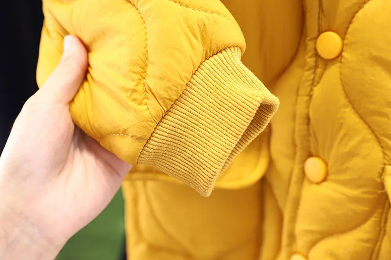 Autumn Winter Boy Girl Baby Solid Fashion Jacket Children Thick Warm All-match Tops Kid Cottom Simple Casual Coat Infant Clothes